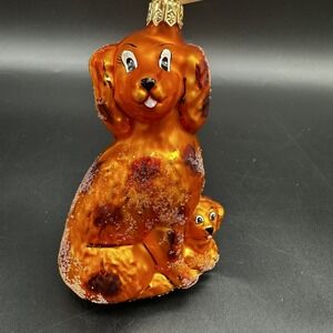 1997 CHRISTOPHER RADKO GOLDIE AND SON RETRIEVER DOG 97-219-0 5" ORNAMENT